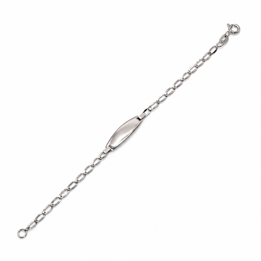 Bracciale Cheval satinata con targa oro bianco 18 carati