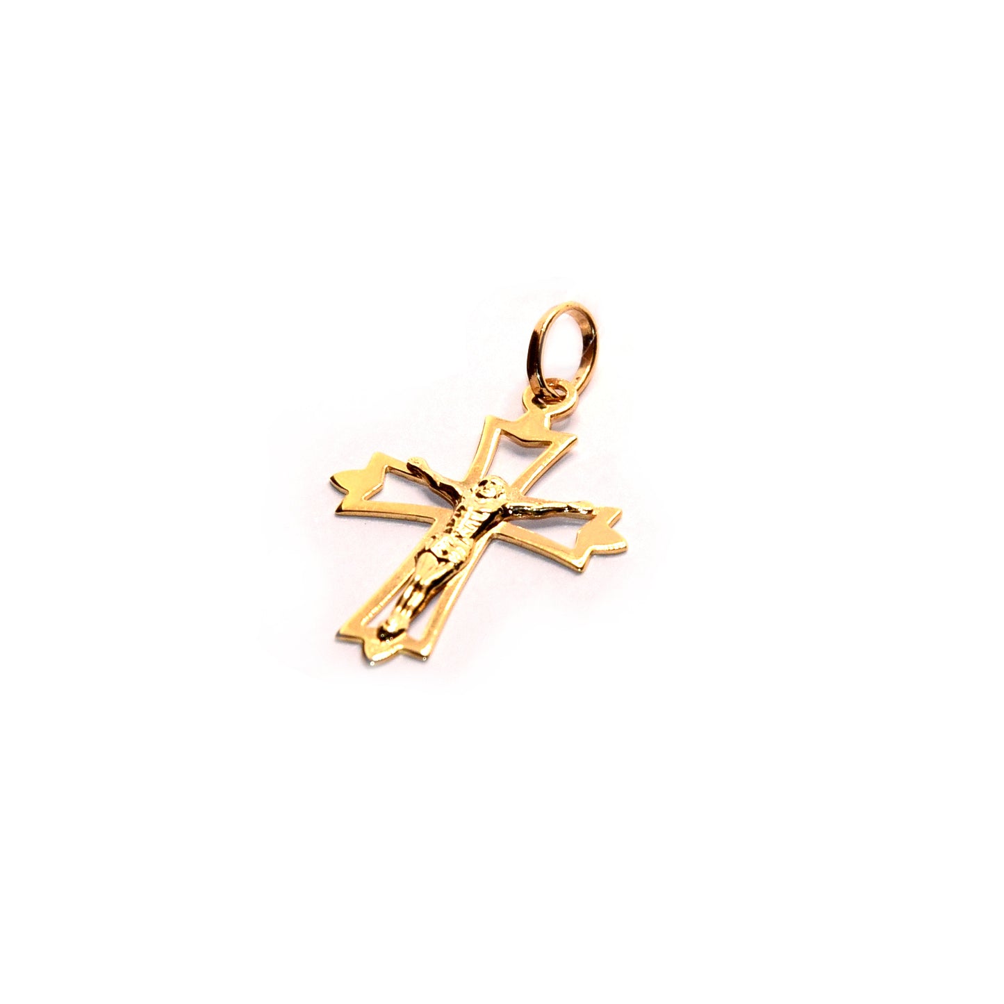 Croce stampata con cristo oro 18k