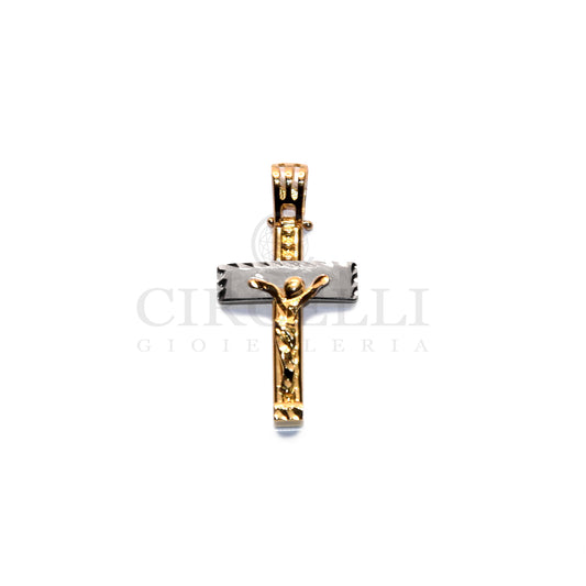 Two-tone cross with 18-karat gold Christ