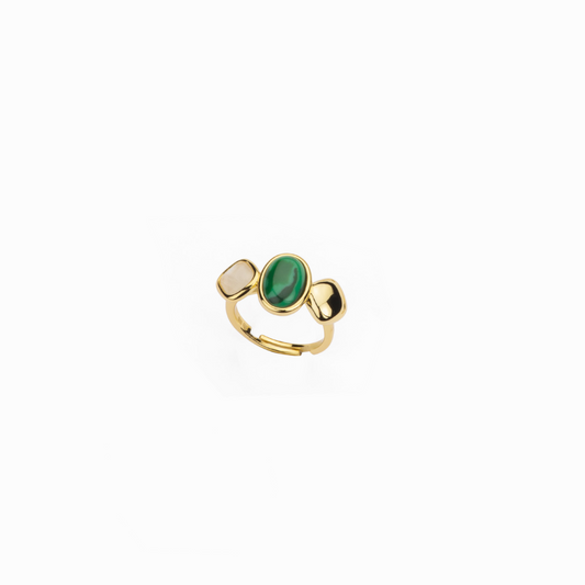Anello gold malachite e moonstone argento 925 BARBIERI