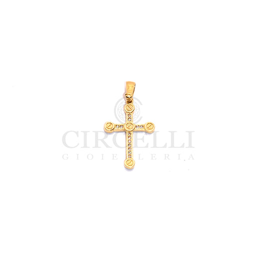 18K gold cross with zirconia