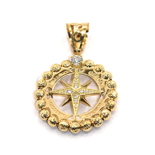 18K Gold Compass Rose Pendant
