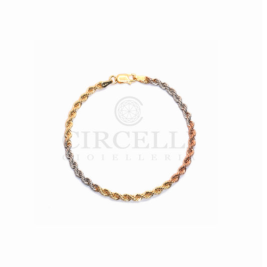 Bracciale corda tre ori 18 carati