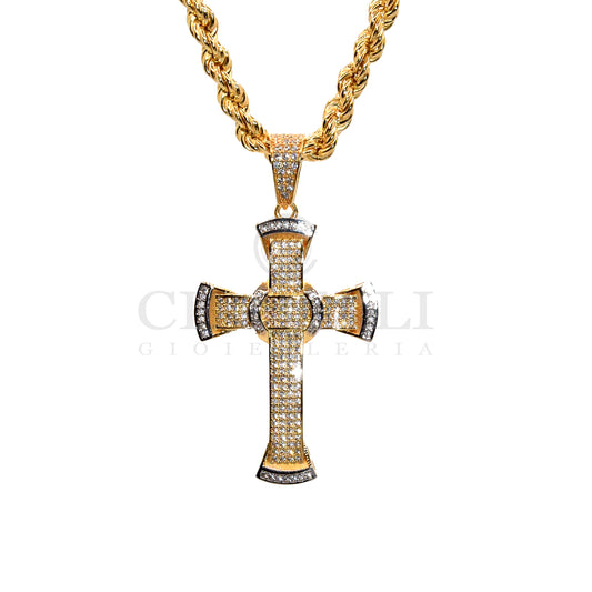 Collana Corda con croce pavè big argento 925