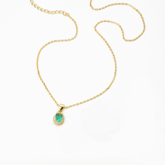 Collier ovale en argent 925 et émeraude BARBIERI