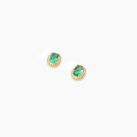 BARBIERI 925 silver oval emerald earrings