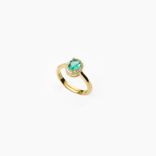 Bague ovale en argent 925 et émeraude BARBIERI