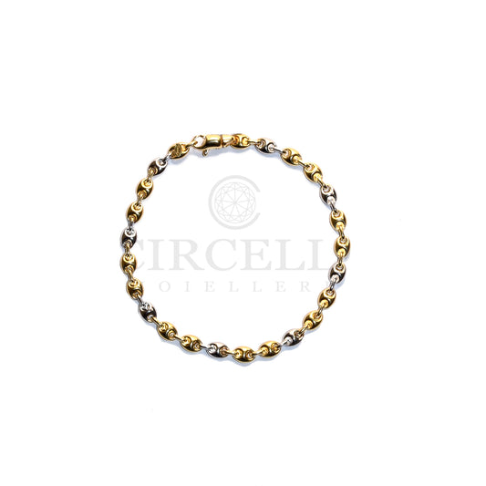 Bracciale maglia marina bicolore oro 18 carati