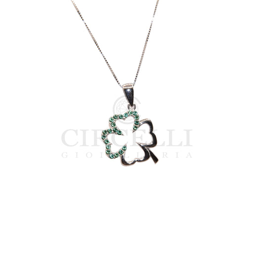 Collana quadrifoglio oro bianco 18 carati