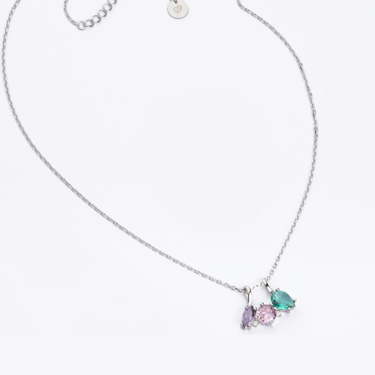 BARBIERI 925 silver mixed crystal trilogy necklace