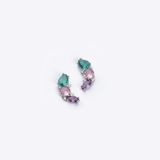 BARBIERI 925 silver mixed crystal trilogy earrings