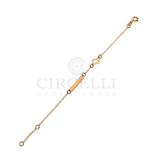 Bracciale croce con targa oro 18 carati