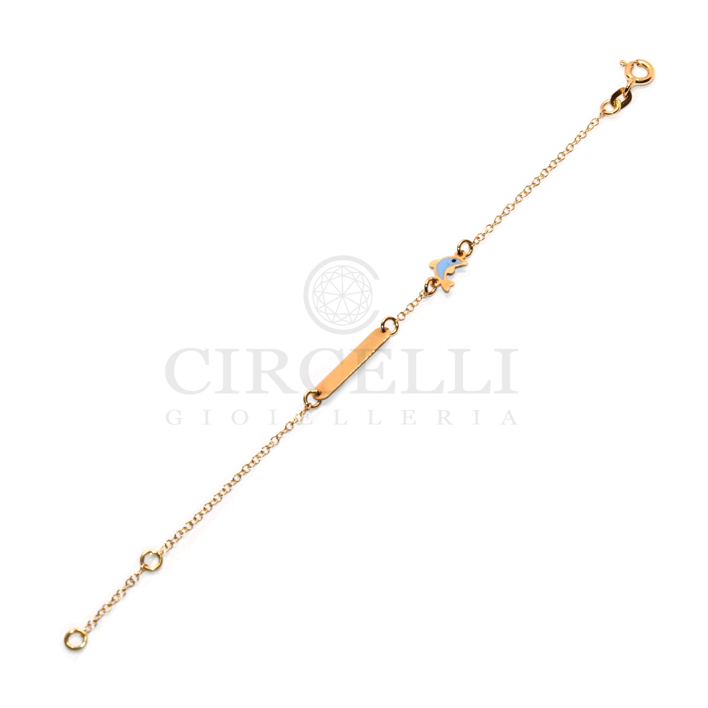 Bracciale delfino con targa oro 18k