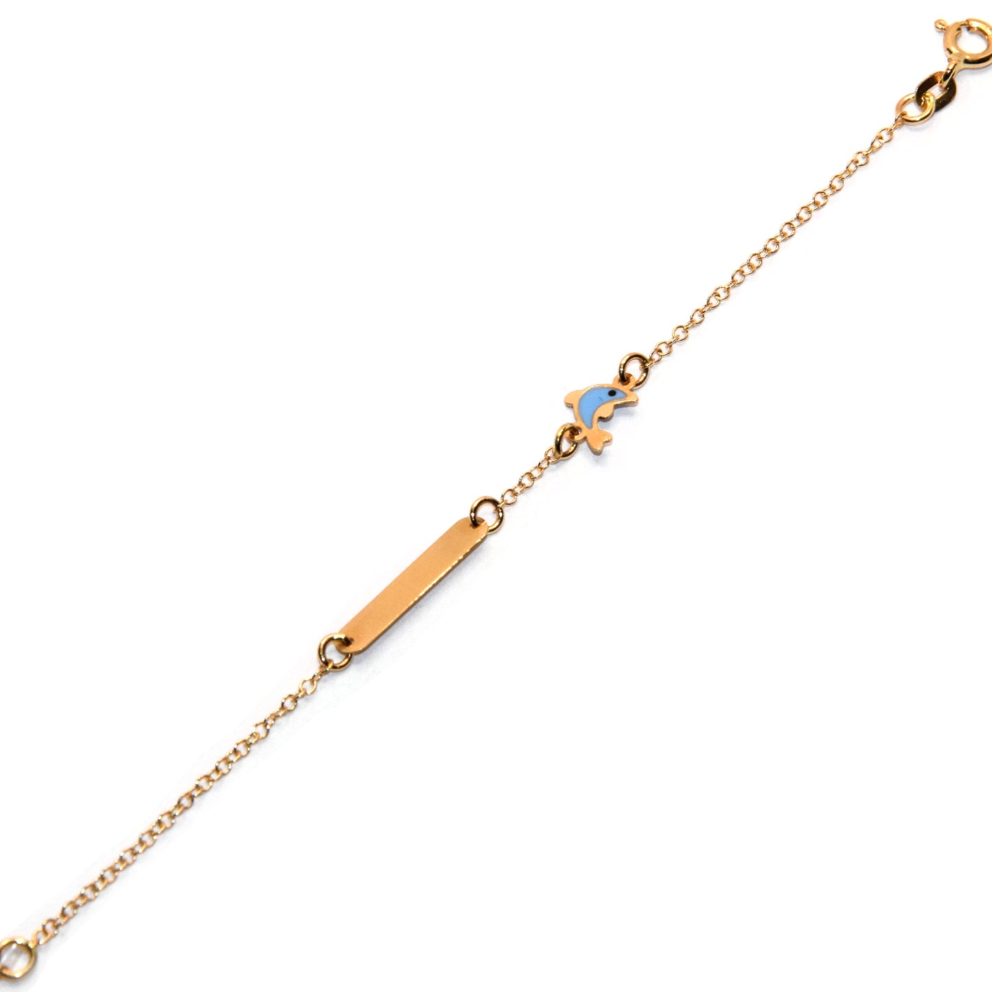 Bracciale delfino con targa oro 18k