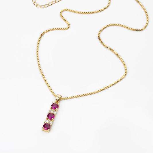 Collier BARBIERI en argent 925 et pierre fuchsia