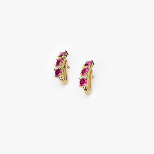 BARBIERI 925 Silver Fuchsia Stone Earrings