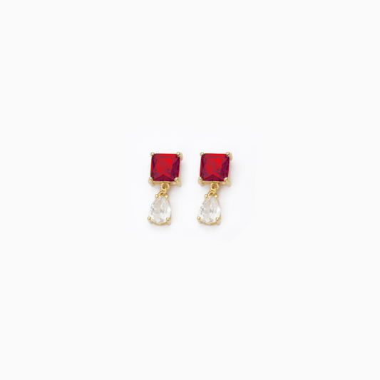 BARBIERI 925 Silver Red Stone Earrings