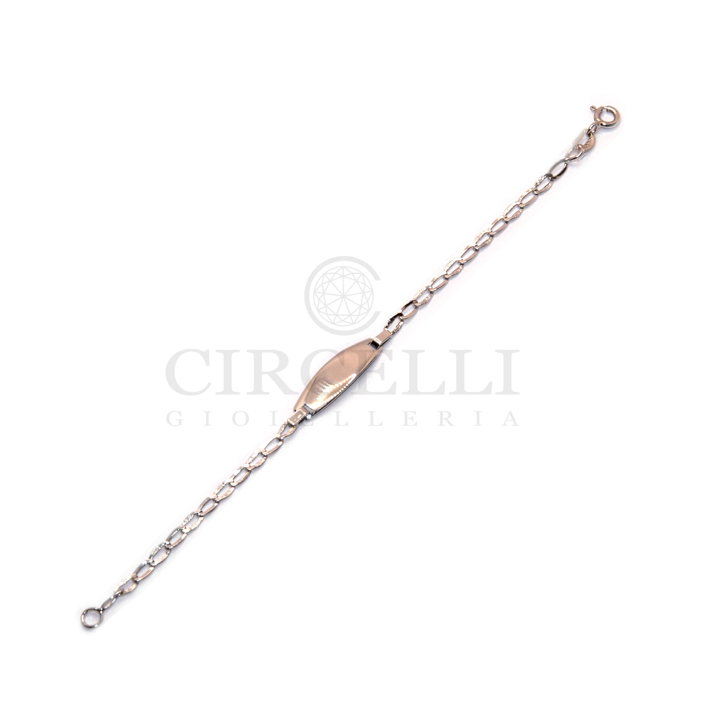 Bracciale Cheval satinata con targa oro bianco 18k