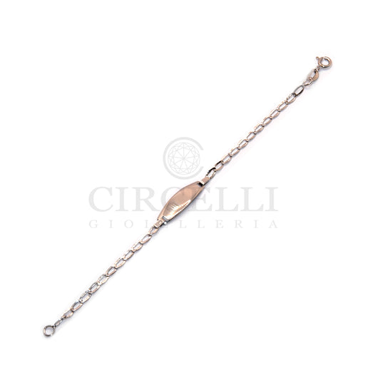 Bracciale Cheval satinata con targa oro bianco 18 carati