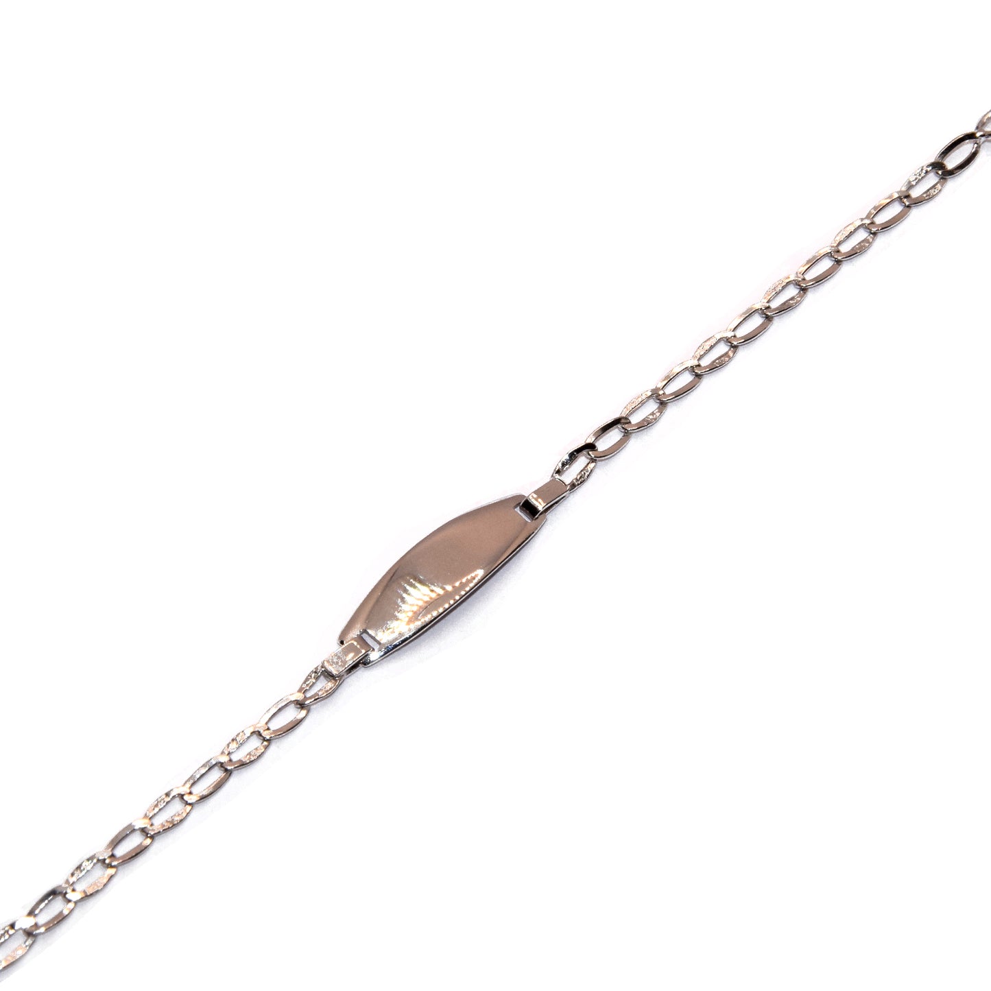 Bracciale Cheval satinata con targa oro bianco 18k