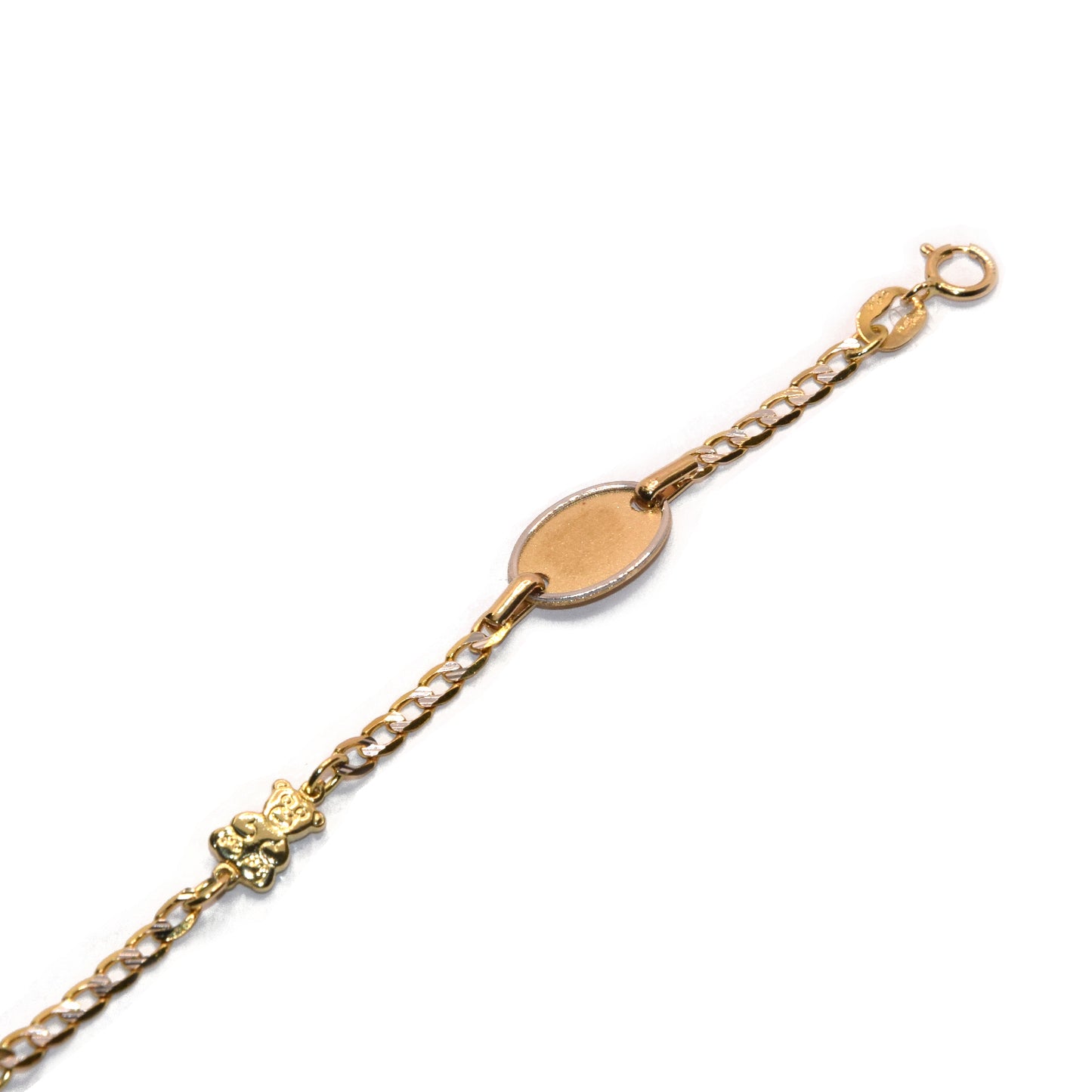Bracciale bicolore orsacchiotto oro 18k
