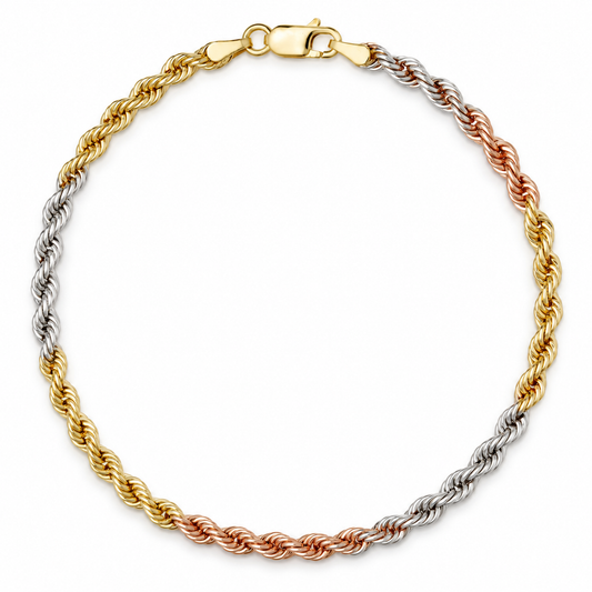 Bracciale corda tre ori 18 carati