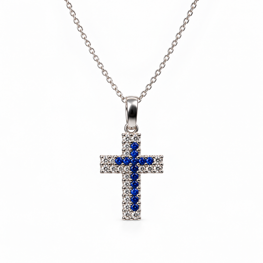 Collier croix en or blanc 18 carats