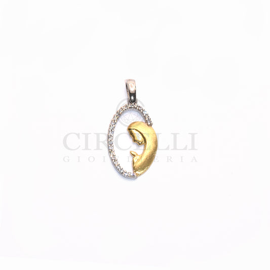 18-karat gold two-tone sacred medal