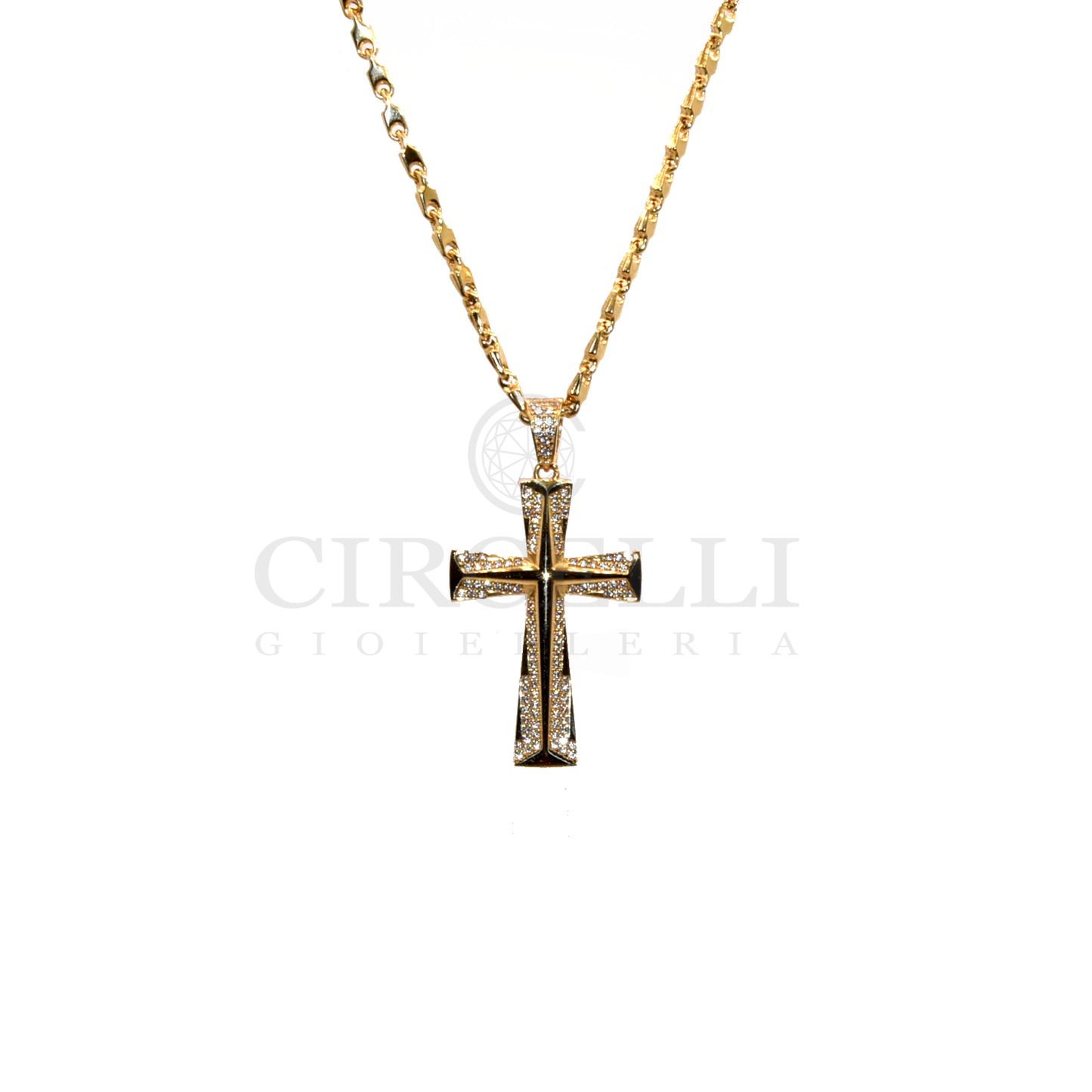 Croce Big pavè oro 18k