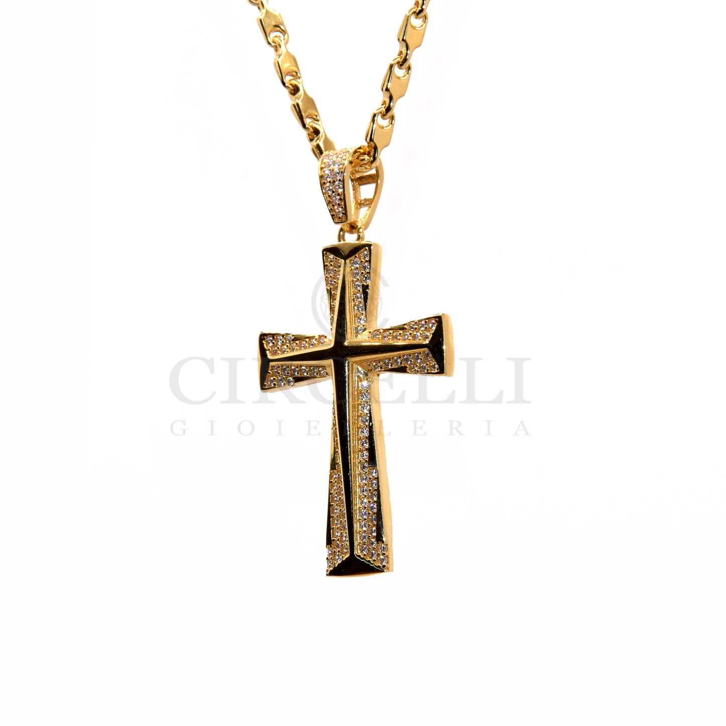 Croce Big pavè oro 18k
