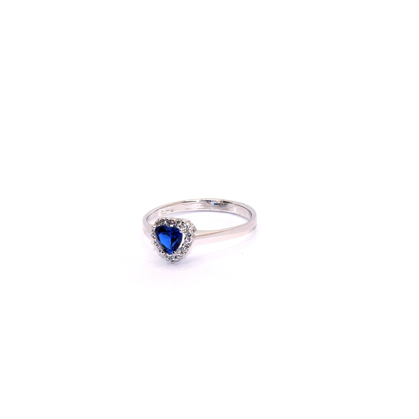 Anello cuore pietra blu oro 18k