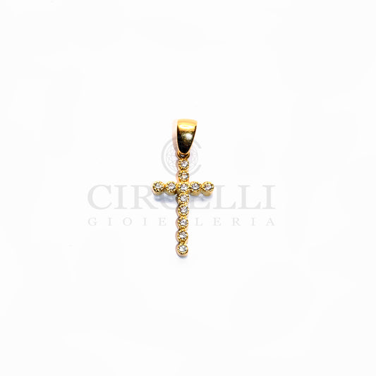 18K gold pavé cross