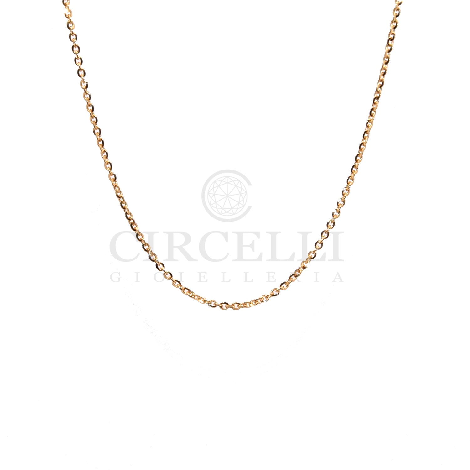 JewelryAffairs Catena In Oro Bianco 14K, Maglia Rolò 2,3 Mm, Varie Lunghezze, Chiusura Moschettone, Regalo