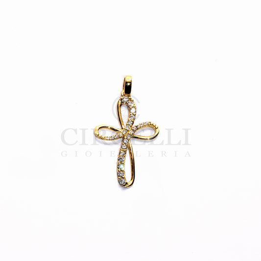 18K gold pavé cross