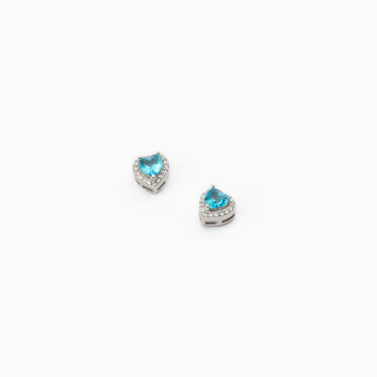 BARBIERI 925 Silver Heart Aquamarine Earrings
