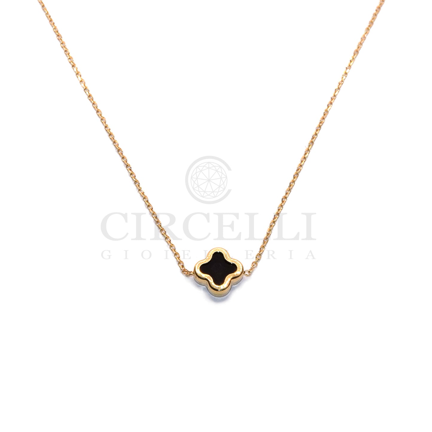 Collana con quadrifoglio oro 18k