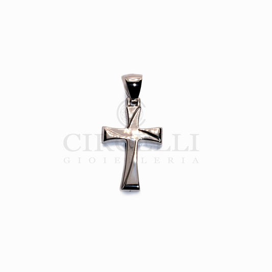 18K white gold cross