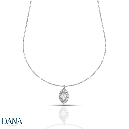 Women's Swarovski white marquise cut necklace in 9K gold DANA L'OR 9 CARATI