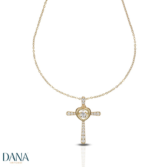 Women's necklace with cross from the Eternelle collection in 9-karat gold. DANA L'OR 9 CARATI