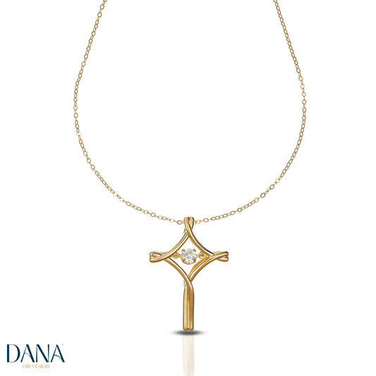 Women's necklace with cross from the Eternelle collection in 9-karat gold. DANA L'OR 9 CARATI