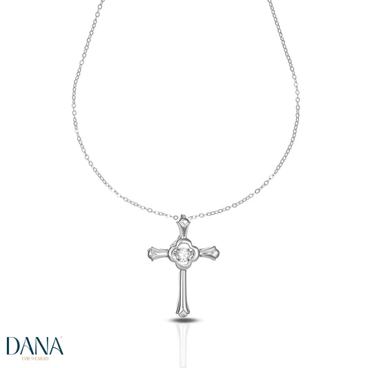 Women's necklace with cross from the Eternelle collection in 9-karat gold. DANA L'OR 9 CARATI