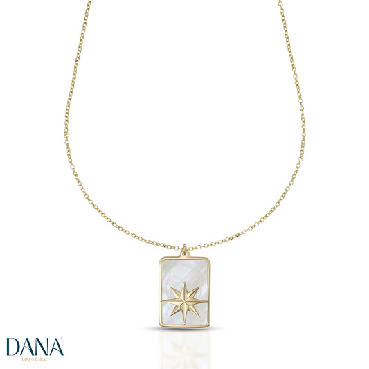Collier Rose des vents DANA L'OR 9 CARATS en or 9 carats et nacre