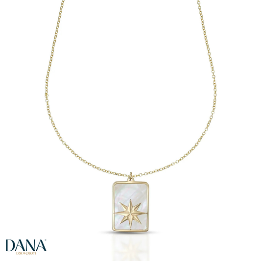 Collana da Uomo Collezione Nautilus con Rosa dei Venti su piastra rettangolare - DANA L'OR 9 CARATI