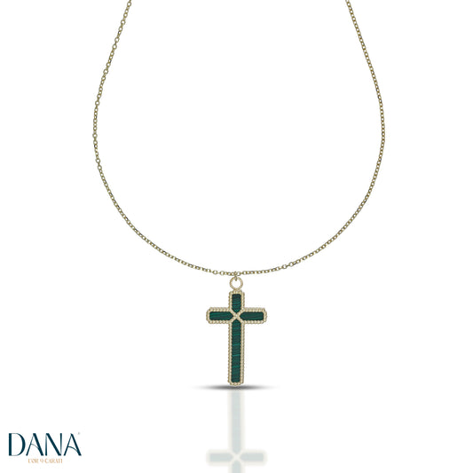 Double-sided cross necklace from the Corpus Lux collection in 9-karat gold.