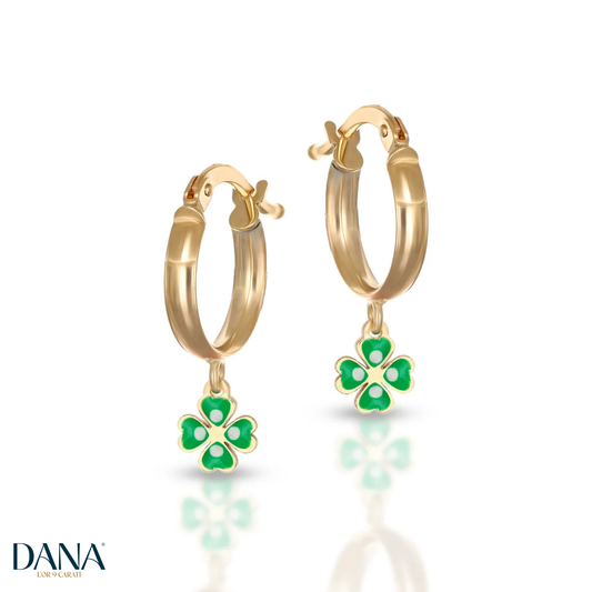 Orecchini Baby a cerchio Collezione Brillì - Quadrifoglio - DANA L'OR 9 CARATI