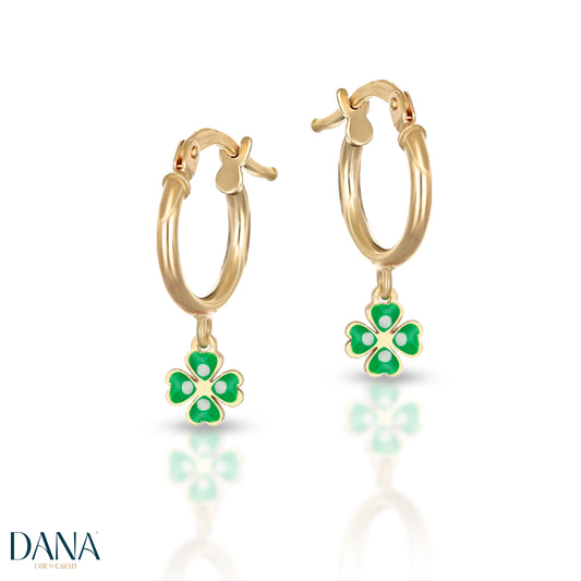 Orecchini Baby a cerchio Collezione Brillì - Quadrifoglio L'OR 9 CARATI