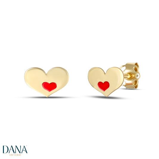DANA L'OR 9 CARATI 9K Gold Heart Earrings