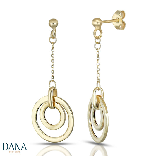 DANA L'OR 9 CARATI 9K Gold Drop Hoop Earrings