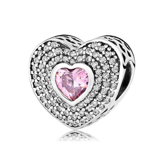 LES FOLIES PINK RHINESTONE HEART CHARM