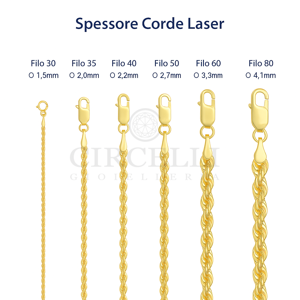 Collana corda oro giallo 18k